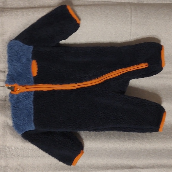 Old Navy Blue & Orange Fleece Baby Bunting Sz 3-6 months - Picture 7 of 8